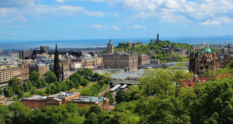 Edinburgh skyline in the sunshine